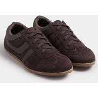 Yours Women's Retro Stripe Trainers In Extra Wide EEE Fit in Brown | Size: 10EEE
