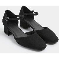 Yours Women's Square Toe Block Heels In Wide E & Extra Wide EEE Fit in Black | Size: 5EEE