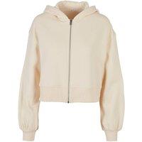 Build Your Brand Women's Cropped Oversized Full Zip Hoodie in Off-White | Size: XS