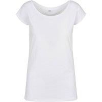 Build Your Brand Women's Wide Neck T-Shirt in White | Size: Small