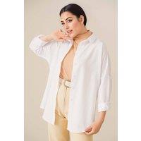 Big Dart Women's Relaxed Fit Poplin Shirt with Button Closure in White | Size: XS