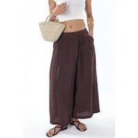 Hiccup Women's Wide Leg Palazzo Modal Pants in Brown | Size: XL