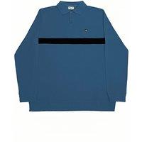 TopLook London Men's Designer Cotton Polo Shirt Long Sleeve with Single Stripe in Dark Blue | Size: XS