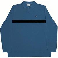 TopLook London Men's Designer Cotton Polo Shirt Long Sleeve with Single Stripe in Dark Blue | Size: Small