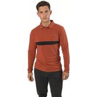 TopLook London Men's Designer Cotton Polo Shirt Long Sleeve with Single Stripe in Tangerine | Size: Large