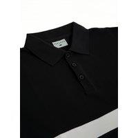 TopLook London Men's Designer Cotton Polo Shirt Long Sleeve with Single Stripe in Black | Size: XL