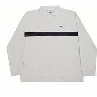 TopLook London Men's Designer Cotton Polo Shirt Long Sleeve with Single Stripe in Light Grey | Size: Medium