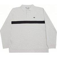 TopLook London Men's Designer Cotton Polo Shirt Long Sleeve with Single Stripe in Light Grey | Size: 3XL
