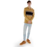 TopLook London Men's Multicolored Stripe Polo Shirt Cotton Long Sleeve Top in Gold | Size: 2XL