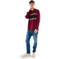 TopLook London Men's Multicolored Stripe Polo Shirt Cotton Long Sleeve Top in Red | Size: 3XL