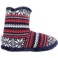ABSOLUTE FOOTWEAR Men's Ezra, Knitted Style Slipper Boots/Booties with Warm Faux Fur Lining in Navy | Size: 7-8