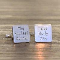 Uniqueful Men's Personalised The Bestest Daddy Silver Finish Cufflinks for Dad