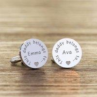 Uniqueful Men's Personalised This daddy belongs to Silver Finish Cufflinks for Dad
