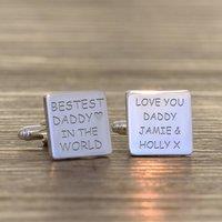 Uniqueful Men's Personalised Bestest Daddy Silver Finish Cufflinks for Dad