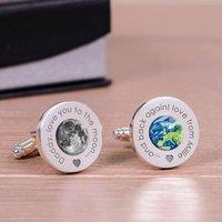 Uniqueful Men's Personalised Daddy Love You To The Moon Silver Finish Cufflinks
