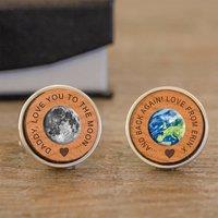 Uniqueful Men's Personalised Daddy Love You To The Moon & Back Cherry Wood Cufflinks in Silver