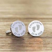 Uniqueful Men's Personalised New Daddy Silver Finish Cufflinks New Baby Gift