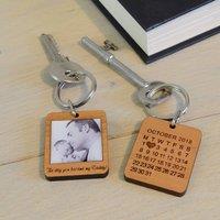 Uniqueful Men's Personalised The Day You Became My Daddy Photo Upload Key Ring in Brown