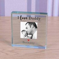 Uniqueful Men's Personalised Love Daddy Glass Token Fathers Day Gift for Dad in Clear