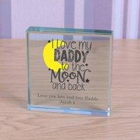 Uniqueful Men's Personalised I love my Daddy Glass Token Fathers Day Gift for Dad in Clear
