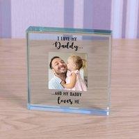 Uniqueful Men's Personalised I Love My Daddy Glass Token Fathers Day Gift for Dad in Clear