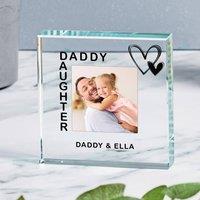 Uniqueful Men's Personalised Daddy & Daughter Glass Token Fathers Day Gift for Dad in Clear