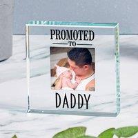 Uniqueful Men's Personalised Promoted To Daddy Glass Token New Baby Gift for Dad in Clear