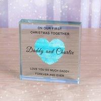 Uniqueful Men's Personalised First Christmas Daddy & Glass Token for Dad in Clear