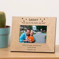 Uniqueful Men's Personalised Daddy Love You To The Moon Wood Frame 6x4 in Brown