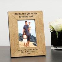 Uniqueful Men's Personalised Daddy Love You to the Moon Wood Frame 6x4 in Brown