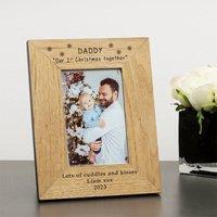 Uniqueful Men's Personalised Daddy Our 1st Christmas Together Wood Picture Frame 7x5 in Brown