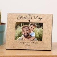 Uniqueful Men's Personalised Happy Fathers Day Wood Picture Frame 7 x 5 for Dad in Brown