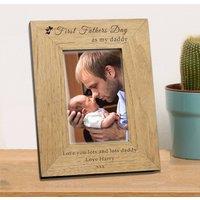 Uniqueful Men's Personalised First Father's Day Wood Picture Frame 7x5 in Brown