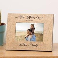 Uniqueful Men's Personalised First Fathers Day Together Wood Picture Frame 7 x 5 Dad in Brown