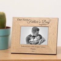 Uniqueful Men's Personalised Our First Father's Day Frame for Dad in Brown