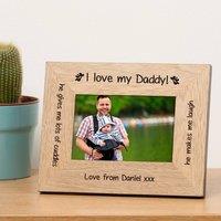 Uniqueful Men's Personalised I Love My Daddy Wood Picture Frame 7 x 5 Fathers Day Dad in Brown