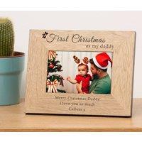 Uniqueful Men's Personalised First Christmas as My Daddy Wood Frame 7 x 5 Dad in Brown