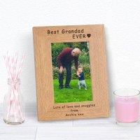 Uniqueful Men's Personalised Best Grandad Ever Wood Picture Frame 7 x 5 in Brown
