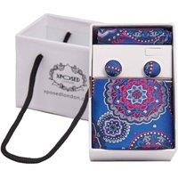 XPOSED Men's Floral Paisley Neck Tie Set in Blue