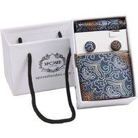 XPOSED Men's Floral Paisley Neck Tie Set in Teal