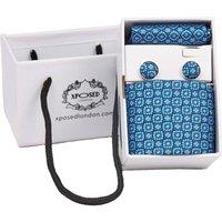 XPOSED Men's Mini Floral Neck Tie Set in Blue