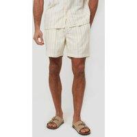 Brave Soul Men's Stripe Shorts in Cream | Size: Large