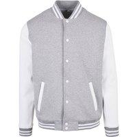 Build Your Brand Men's Basic Contrast Varsity Jacket in Pale Grey | Size: XL