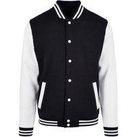 Build Your Brand Men's Basic Contrast Varsity Jacket in Black | Size: Large