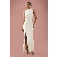 MissPap Women's High Neck Cowl Back Bridesmaid Dress in Champagne | Size: 10