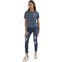 TopLook London Women's Extreme Distressed Slim Fit Jeans in Mid Blue | Size: 8L