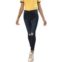 TopLook London Women's Lily Ripped Jeans Mid Rise Skinny Jeggings in Dark Blue | Size: 20S