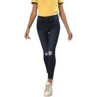 TopLook London Women's Lily Ripped Jeans Mid Rise Skinny Jeggings in Dark Blue | Size: 16S