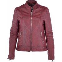 Ashwood Leather Women's 'Lillian' Real Leather Biker Jacket in Dark Red | Size: 8
