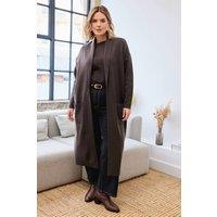 Evans Women's Premium Longline Coatigan in Chocolate | Size: 18